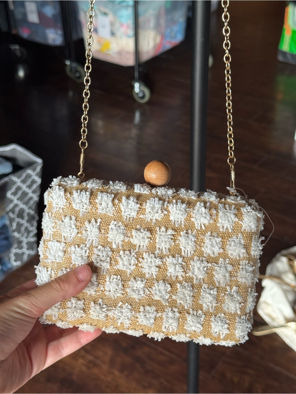 NWT Anthropologie Floral Raffia Clutch